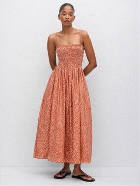 Matteau shirred bodice floral midi dress